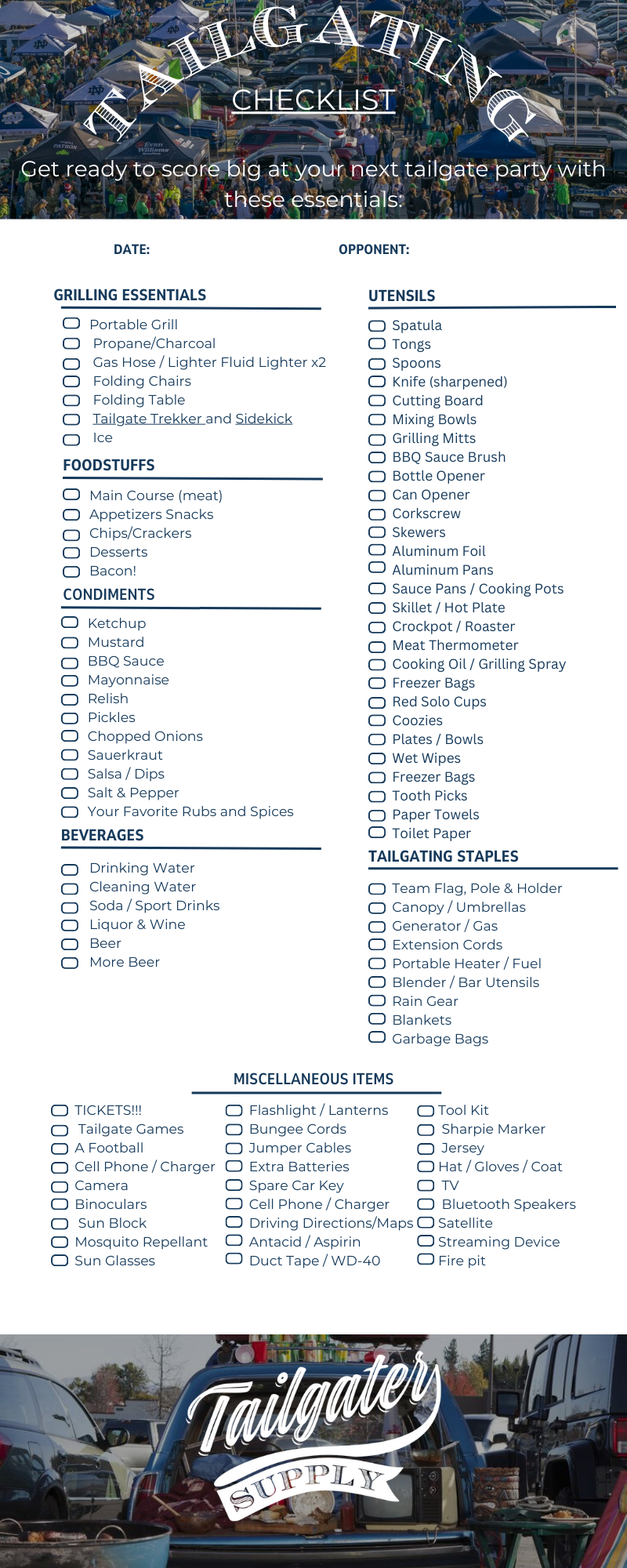 Tailgater Supply | Tailgating Checklist